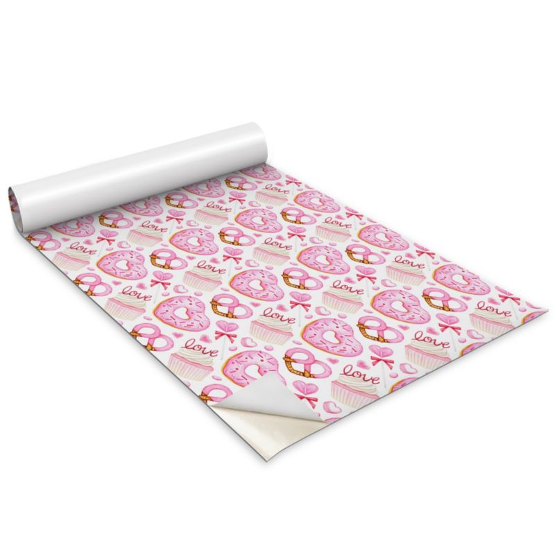 Folia Dekoracyjna Na Meble Wallfluent 100x50 cm Różowe pączki i precle Odporna Folia Samoprzylepna Mat 1 rol.