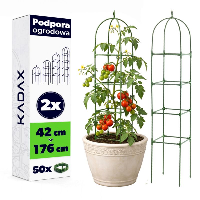 Podpora KADAX metalowa 176 cm zielona 4-poziomowa z zapinkami 2 szt
