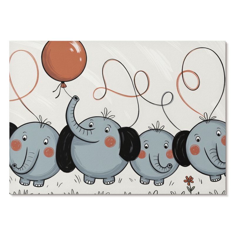 Plakat na Ścianę Tulup 42x29,7 cm (A3) Słonie ilustracja Do sypialni, pokoju dziecięcego, 1 szt.