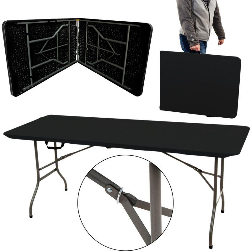 Stół Saska Garden cateringowy składany w walizkę 180-70-74cm max.100kg, czarny, 1szt.