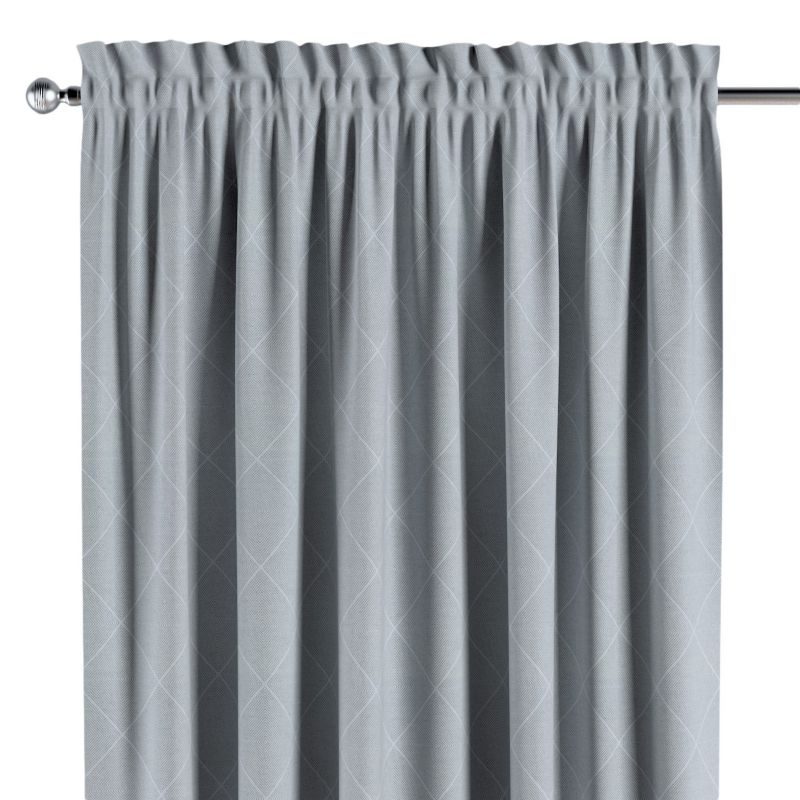Zasłona na kanale z grzywką 1 szt. 130 x 260 cm Dekoria szaro-srebrne romby 1 szt.