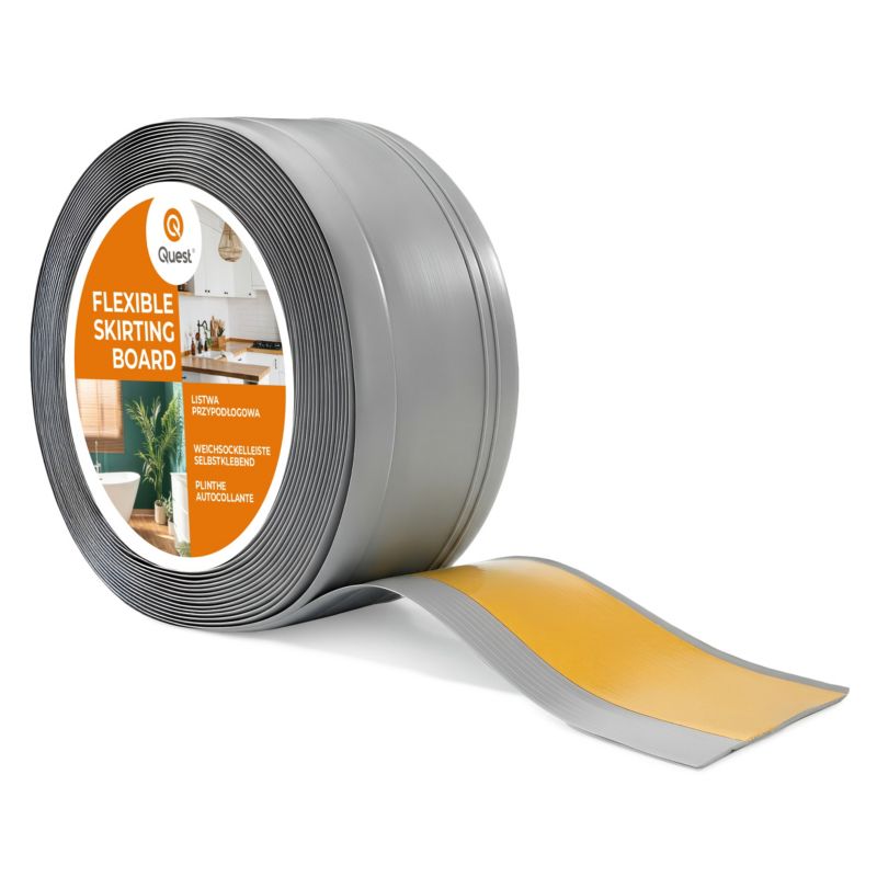 Listwa przypodłogowa samoprzylepna PCV, elastyczna listwa cokołowa DEKOR, 70x20mm, szary, 70x20 mm, 5 m