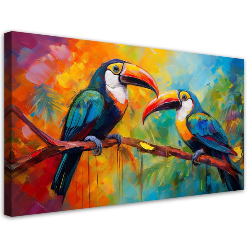 Obraz na płótnie Feeby Tukan Kolorowe Ptaki Tropikalne 80x40cm 1szt