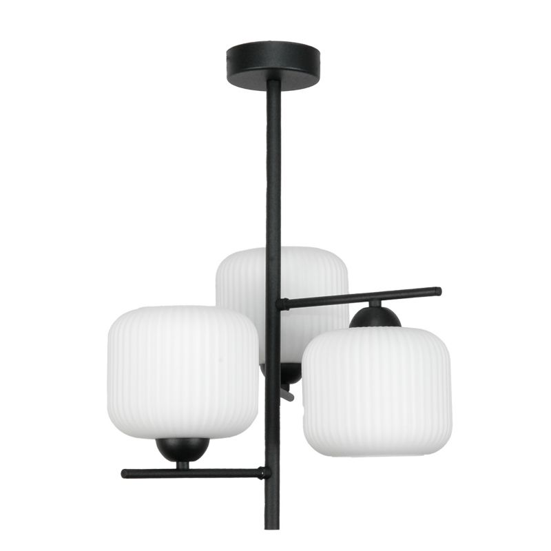 Lampa sufitowa wisząca EDYLIT czarna z białymi ryflowanymi kloszami 3xE27 15-445 PABLO 1 szt.