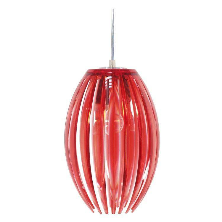 Czerwona lampa wisząca mała do salonu ABUKO tworzywo sztuczne