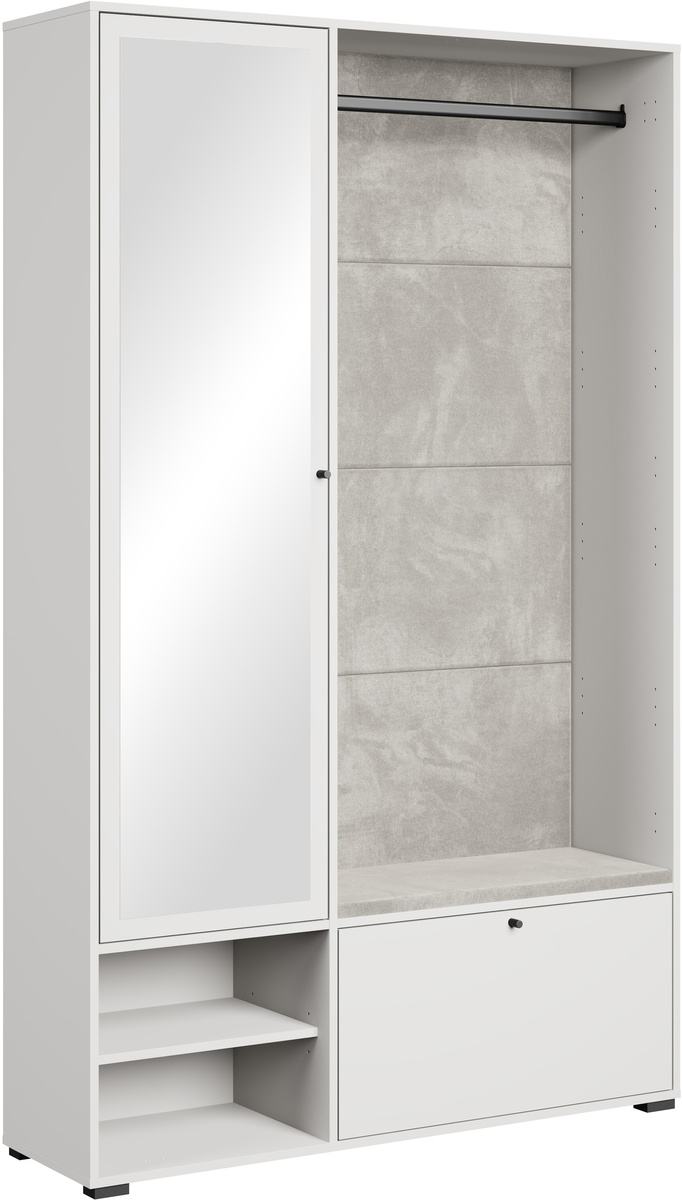 Garderoba 117 cm do przedpokoju z siedziskiem biały DORANO