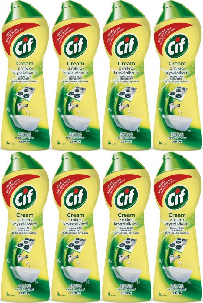8x Mleczko do czyszczenia Cif Cream Lemon, cytrynowy, 780g