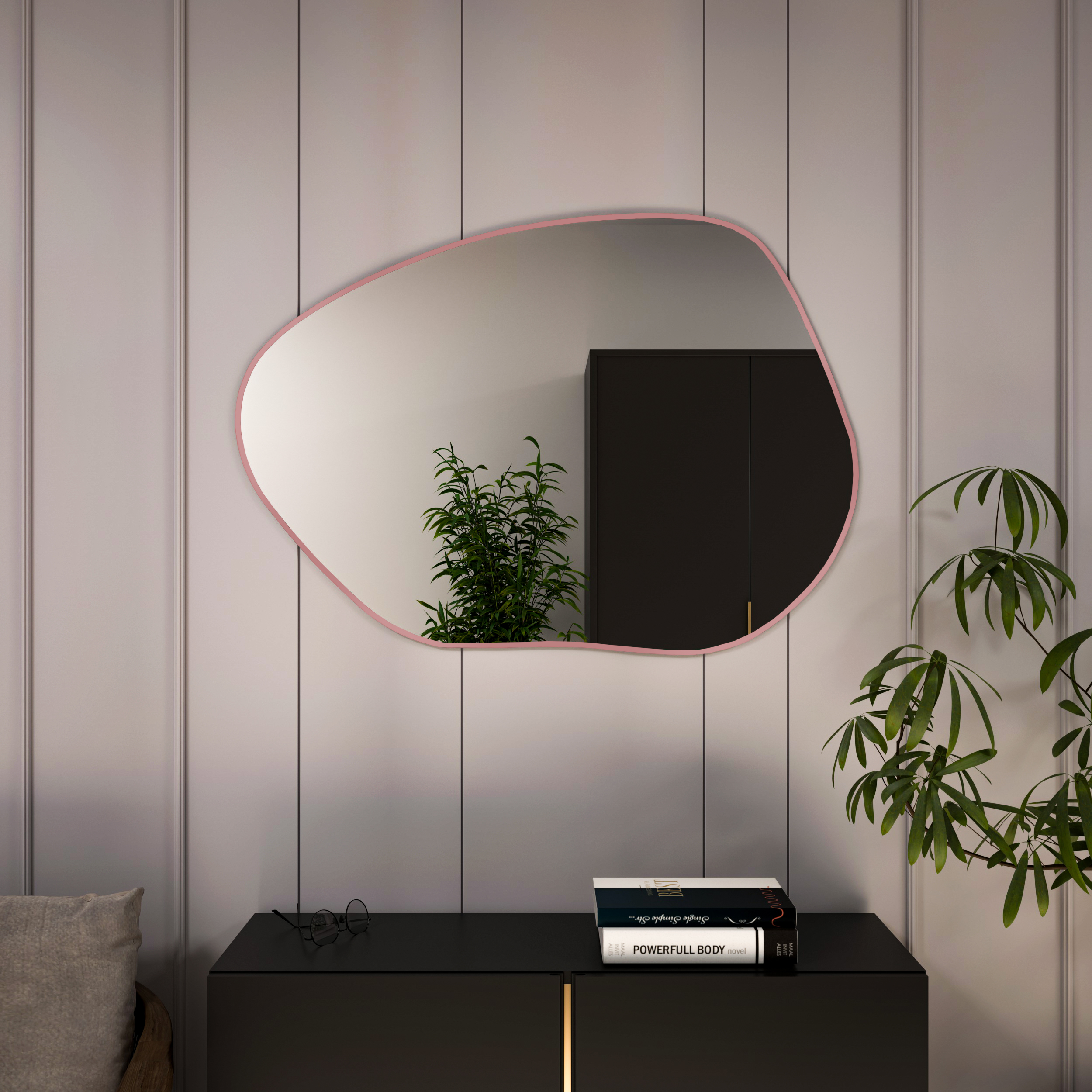 Baltica Design Tiny Border Stain I lustro 80x57 cm pudrowy róż - Wysyłka w 24h