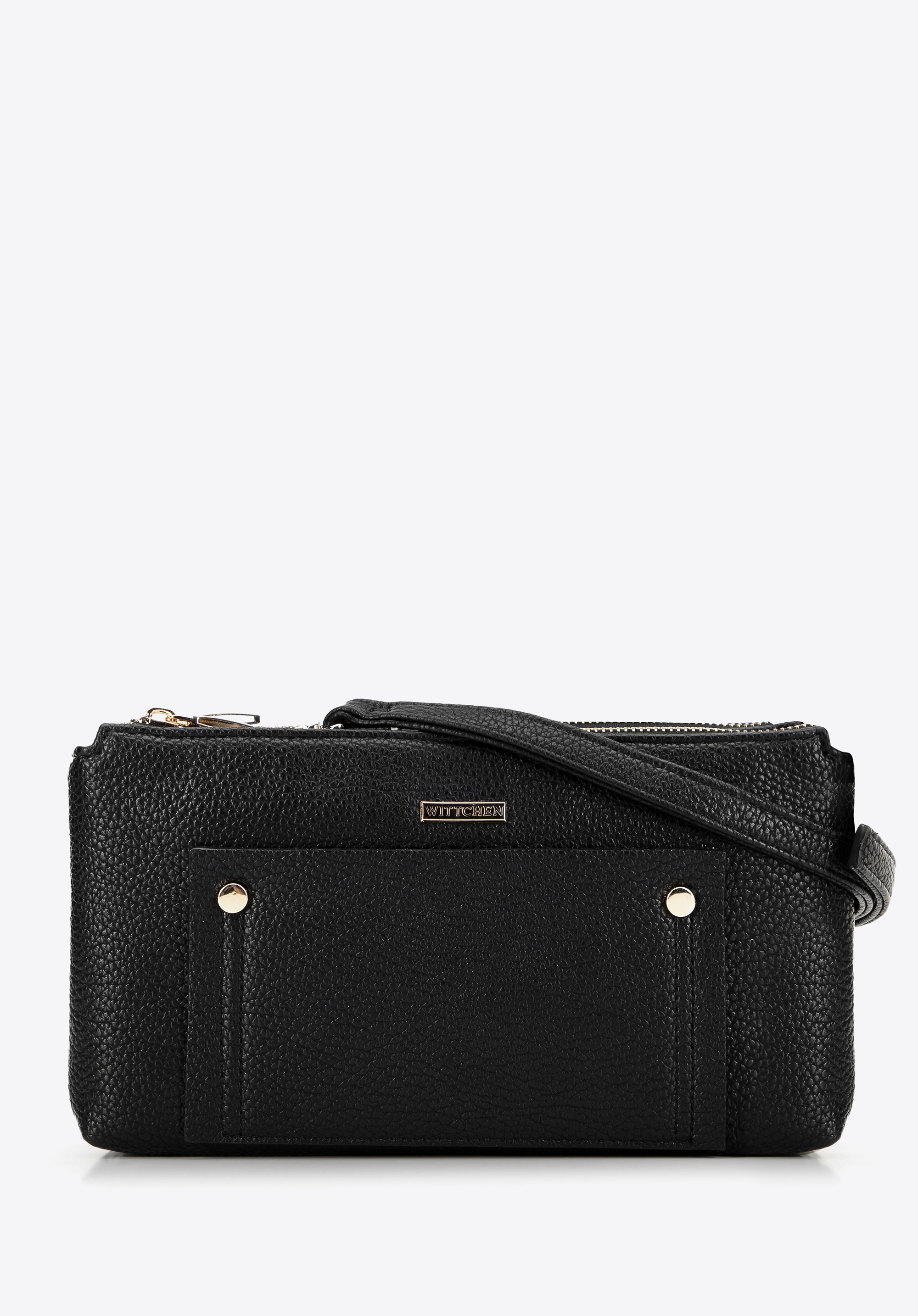 Damska crossbody dwukomorowa z kieszonką czarno - złota