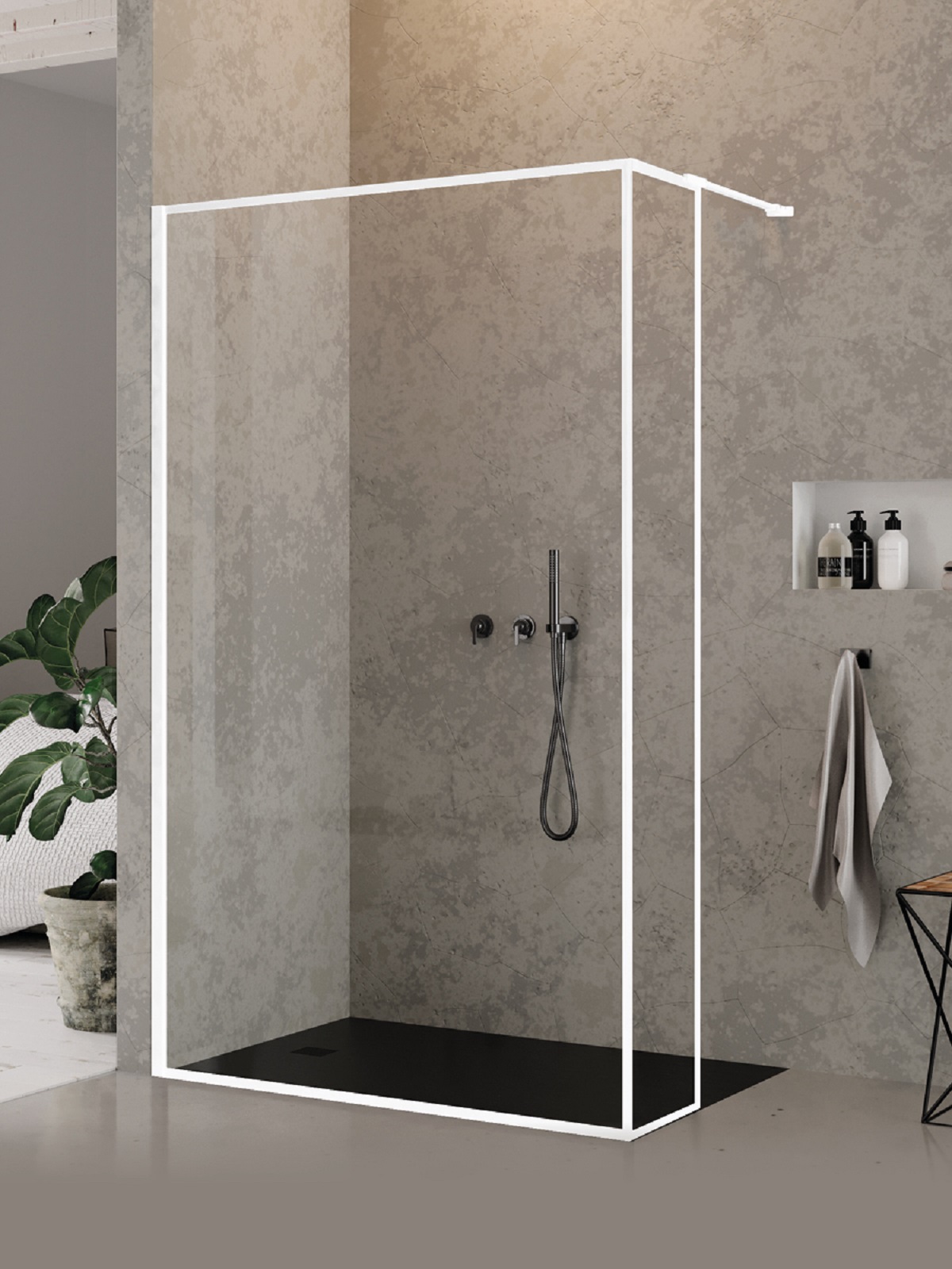 Darmowa Dostawa - Ścianka prysznicowa walk-in 100 cm biały mat/szkło przezroczyste New Trendy New Modus White EXK2249