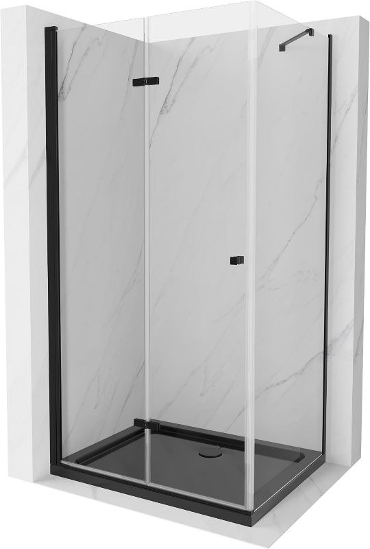 Kabina prysznicowa Mexen Lima składana 100 x 90 cm transparent czarna + brodzik Flat czarny