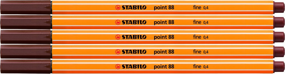 5x Cienkopis Stabilo Point 88/45 0.4mm, brązowy