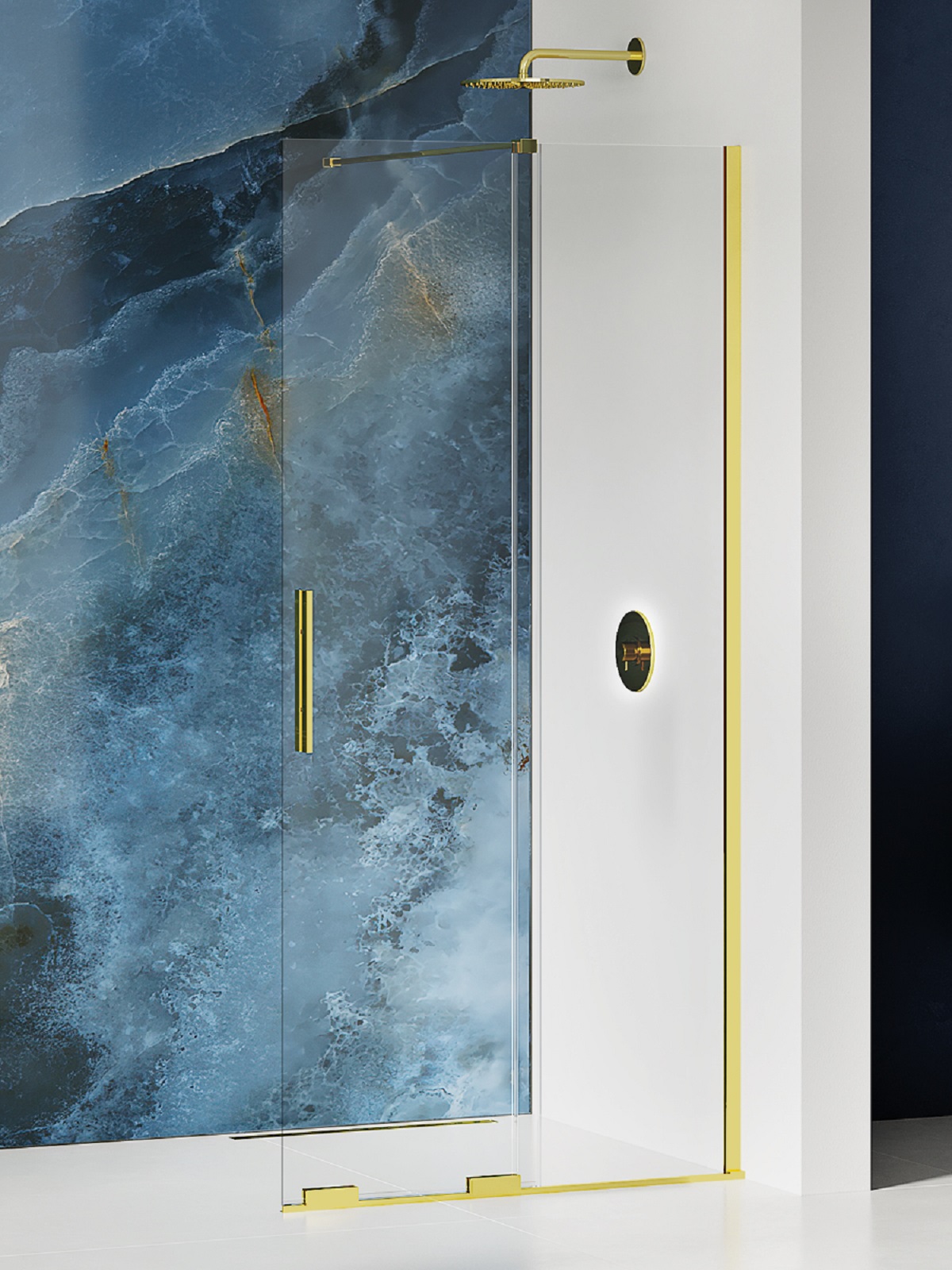 Darmowa Dostawa - Ścianka prysznicowa walk-in 160 cm złoty połysk/szkło przezroczyste New Trendy Smart Light Gold EXK4301