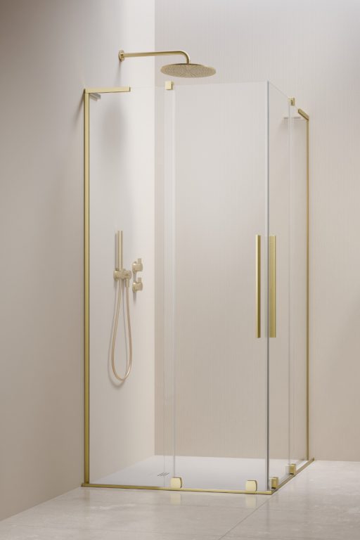 Darmowa Dostawa - Kabina prysznicowa część lewa 90x90 cm kwadratowa złoty szczotkowany/szkło przezroczyste Radaway Furo SL Brushed Light Gold KDD 