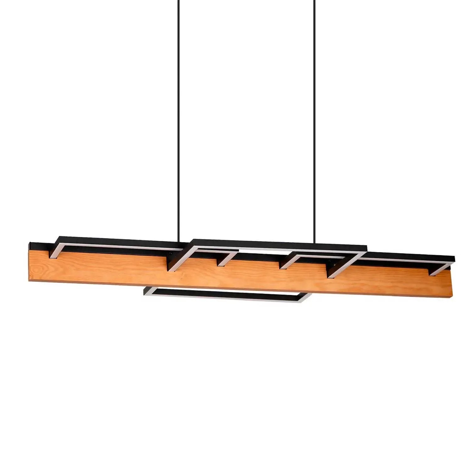 Goldlux Lampa wisząca LED LARYSA 35W 4000K 4600lm 90cm czerń+drewno