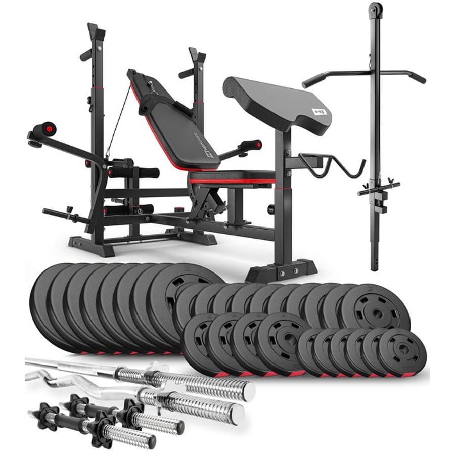 Ensemble d'haltères en plastique 165 kg avec banc de musculation HS-1075 et poulie haute