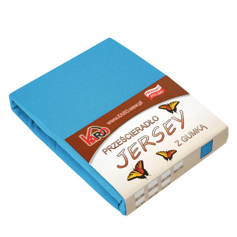 Prześcieradło jersey z gumką 150g/m2 KARO 160x200 turkusowe 1 szt.