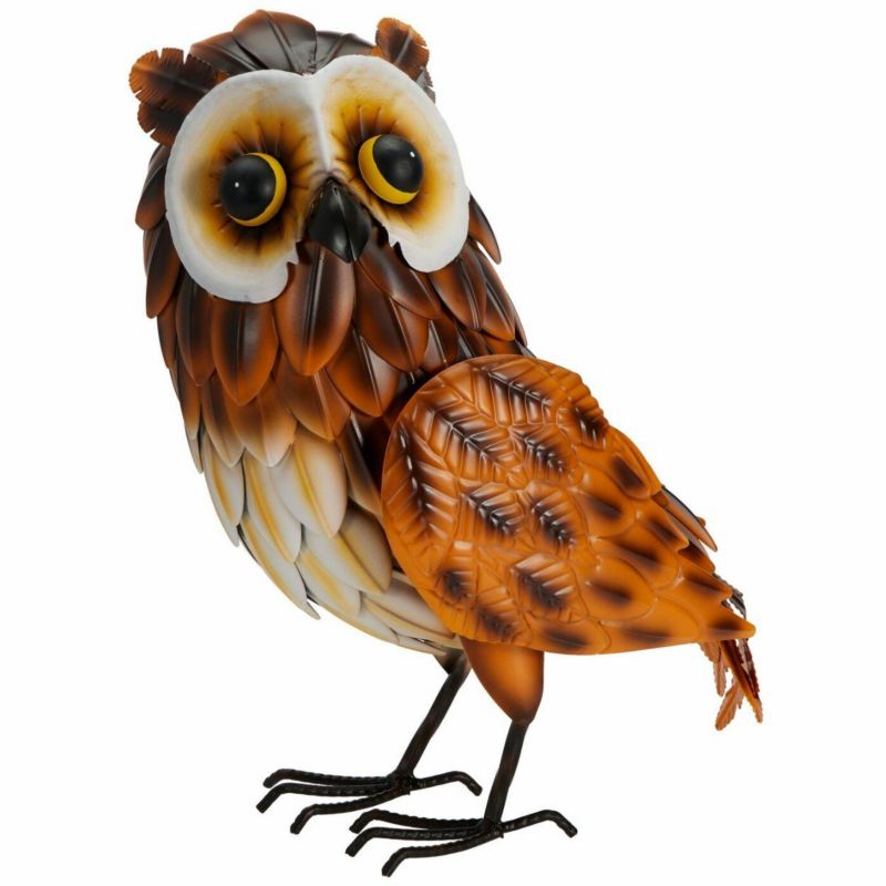 Figurka ogrodowa sowa HowHomely z metalu 37 cm brązowa 1 szt.