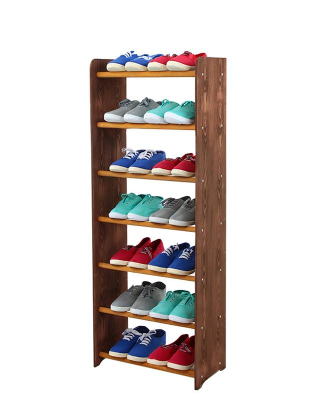 Regał na buty MODO24 drewniany 7 półek szerokość 45 cm brąz-olcha 1 szt.
