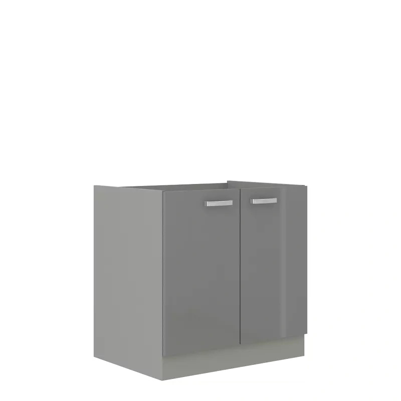 Nowoczesna szafka kuchenna stojąca szary połysk 80 cm SILVER