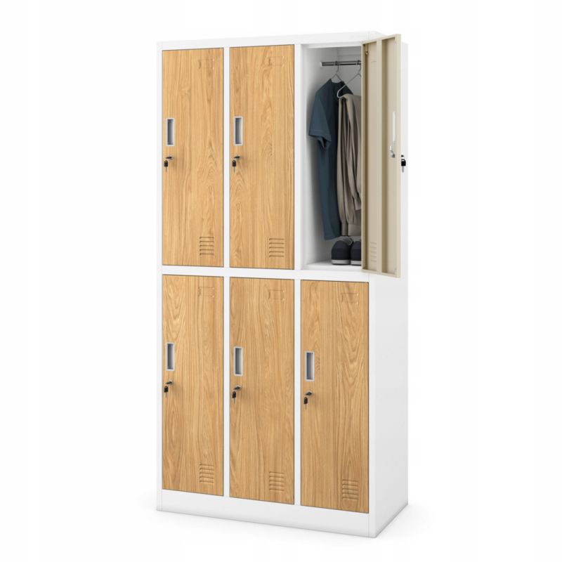 Szafka pracownicza socjalna biała/złoty dąb: Eco Design 6-drzwiowa IGOR 90x185x40 cm 1szt