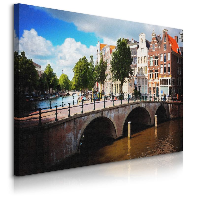 Obraz Muralo Amsterdam Miasto Kanały Abstrakcja Pejzaż 40x30 cm 1 szt.
