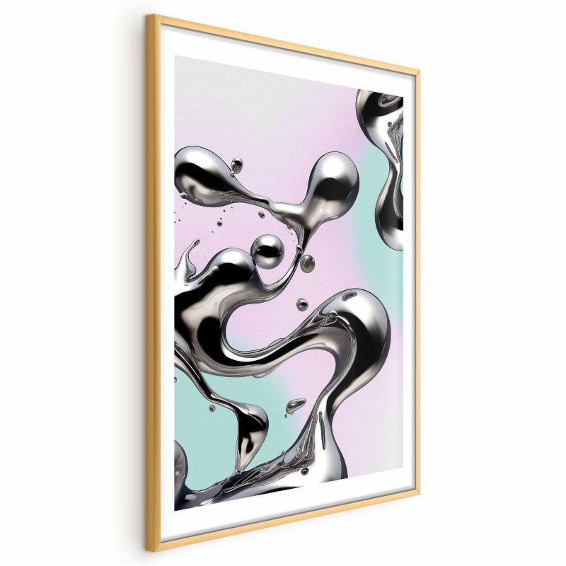 Plakat Artgeist Metaliczne Płynności 21x30 cm z ramą złotą 1 szt