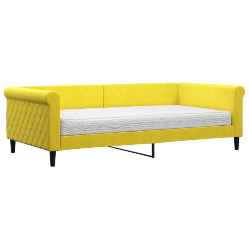 Sofa rozkładana WaszeMeble 100x200 cm Żółty aksamit WM-3197759 1 szt.