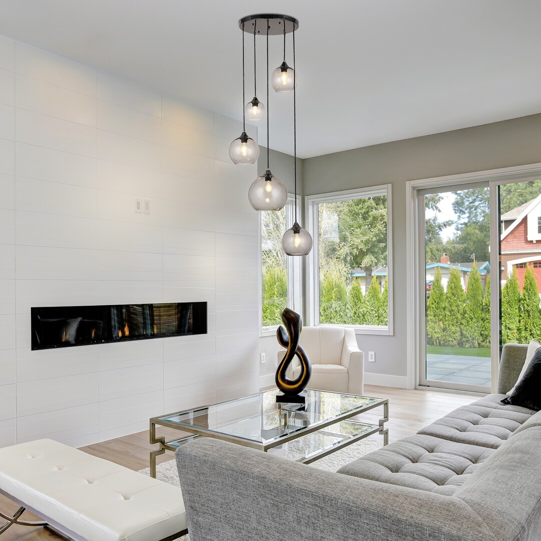 Rabalux Tanesha lampa wisząca 5x40W czarny/dymny 6440