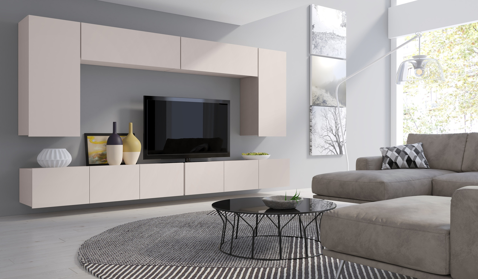 Szafka wisząca pozioma do salonu 105 cm kaszmir MODERN