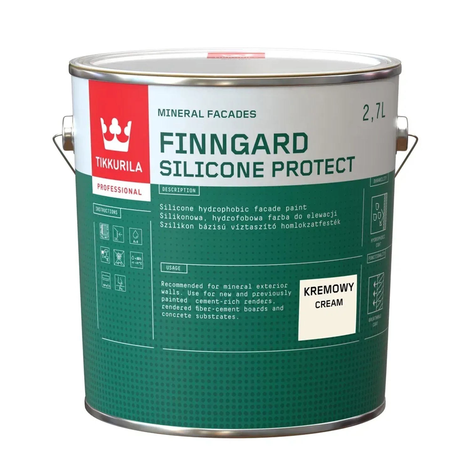 Farba elewacyjna Tikkurila Finngard Silicone Protect 2,7 l kremowy