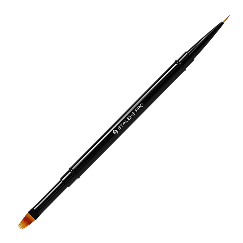 Pędzelek dwustronny do zdobień 7mm i do ombre 11mm Staleks PRO Expert czarny