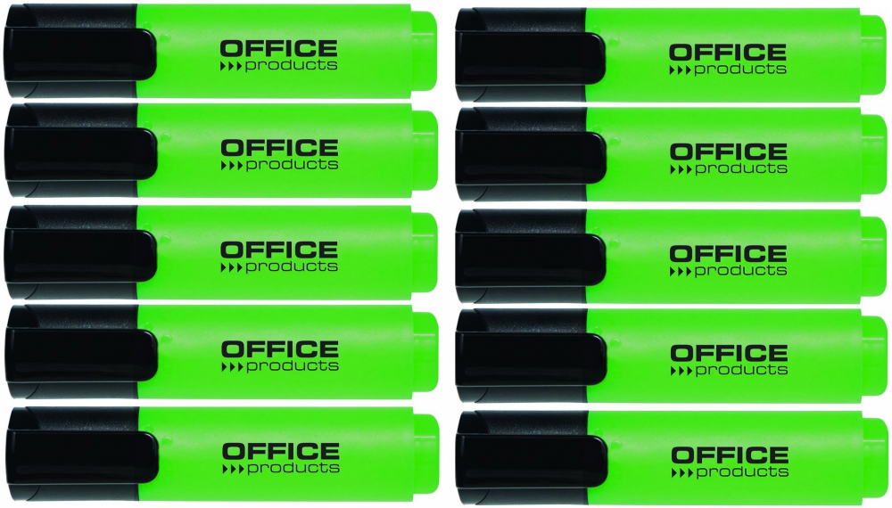 10x zakreślacz Office Products, ścięta, zielony