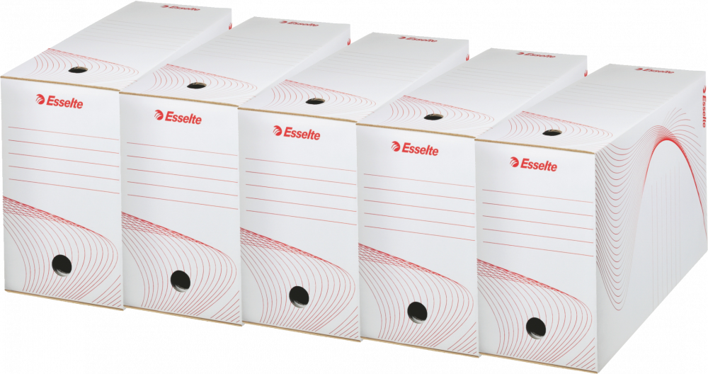 5x pudło archiwizacyjne Esselte Standard, 150mm, biały