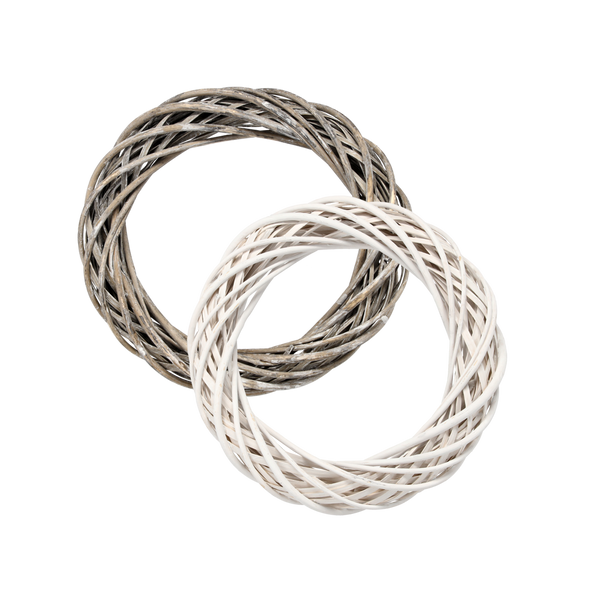 Wianek rattanowy biały/szary 35cm 1 szt