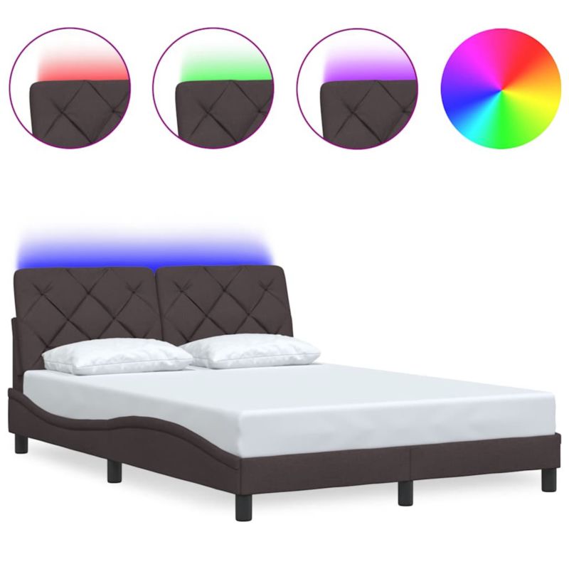 Rama łóżka z LED bez materaca Ciemny brąz Tkanina WaszeMeble 120x200 WM-3310660 1 szt.