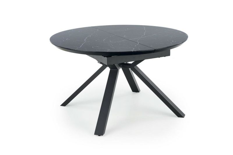 Stół Werro INTESI stół do jadalni okrągły rozkładany czarny marmur nowoczesny glamour 130-180 cm 1 szt.