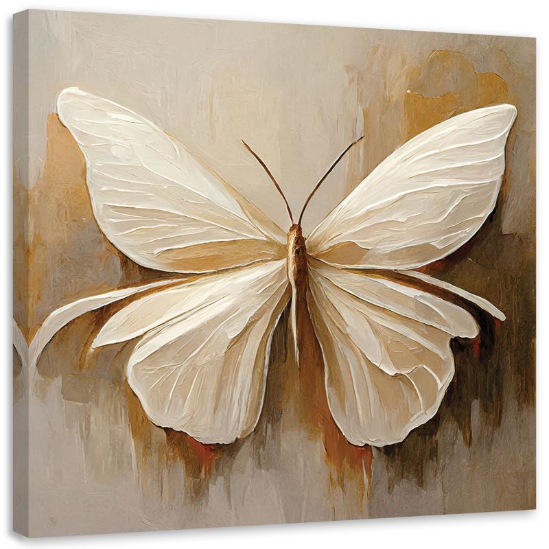Obraz do salonu sypialni Feeby Motyl Beżowy Malowany 40x40 cm 1szt