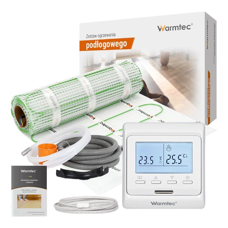 Mata grzewcza grzejna pod płytki Warmtec 4m² 100W/m² zestaw biały regulator DSE-40/T510 1szt.