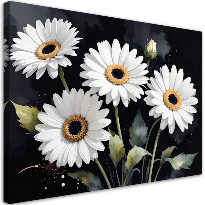 Obraz do salonu sypialni kuchni biura loftu Feeby Białe stokrotki 100x70cm 1szt