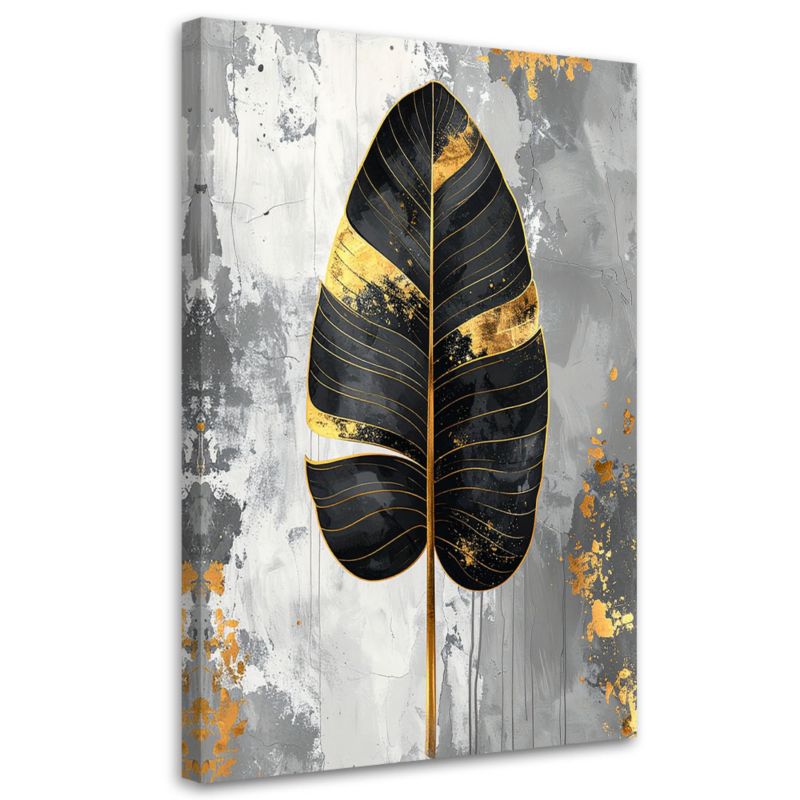 Obraz do salonu sypialni kuchni biura loftu Feeby Czarny liść 60x90cm 1szt