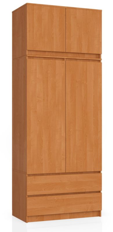 Szafa Akord S90 z nadstawką Olcha 90 cm 2 drzwi 2 szuflady kolor Olcha mat 6 półek 90x51x234 cm 1 szt.