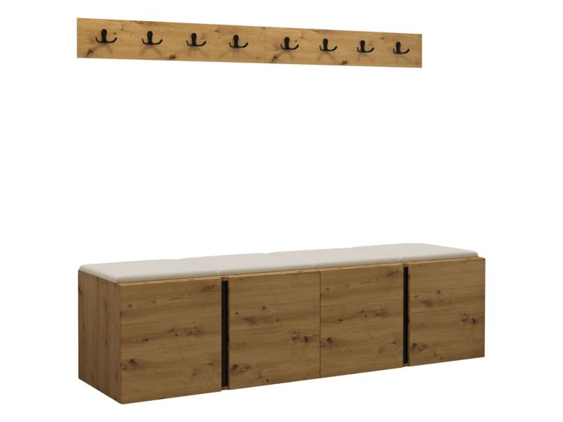 Garderoba MIRJAN 24 Orion VII dąb artisan/czarny + beżowy 1 kpl.