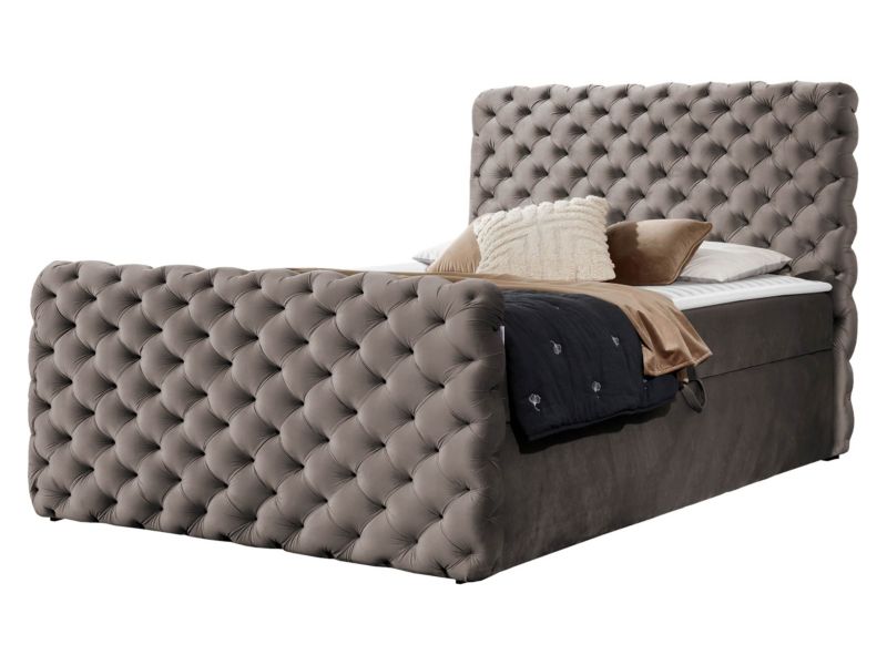 Łóżko kontynentalne MIRJAN 24 Chesterfield Lux 200x200 chłodny brąz 1 szt.