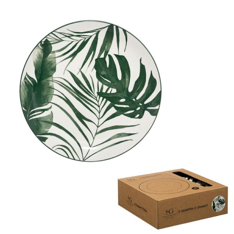 Komplet 6 talerzy deserowych Leafs Secret de Gourmet zielony 19 cm 1 kpl.