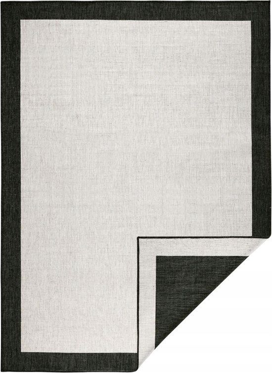 Dywan Northrugs na taras 200x290cm dwustronny sznurkowy, czarno kremowy płasko tkany 1 szt.