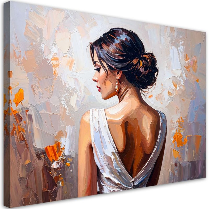 Obraz nowoczesny do salonu sypialni Feeby Piękna kobieta Beżowy 120x80cm 1szt
