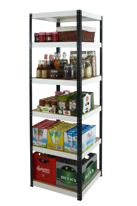 Regał metalowy MODO24 magazynowy stojak czarno-biały helios 196x50x50cm 6 półek po 175 kg 1 szt.