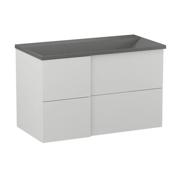 Szafka pod umywalkę wpuszczaną KROFAM EDGE 90 cm biało-szary półmat 1 szt.
