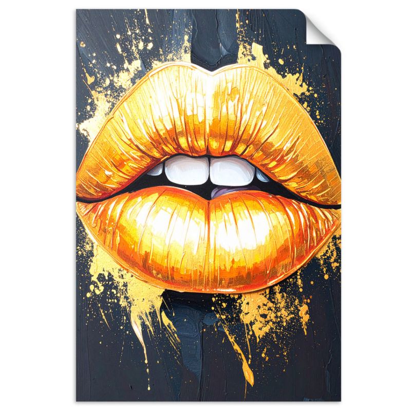 Naklejki samoprzylepne do salonu sypialni Feeby Złote Usta Kobiety Glamour 60x90cm 1szt